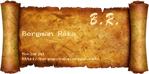 Bergman Réka névjegykártya